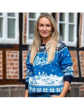 Blå julesweater i bomuld